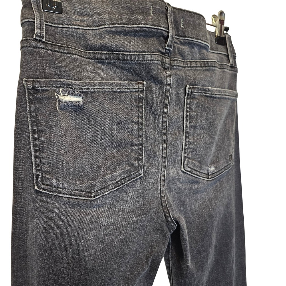 Fidelity Black Washed Crop Flare‎ Jeans Size 28 Raw Hem Distressed Edgy Neutral - Picture 7 of 13